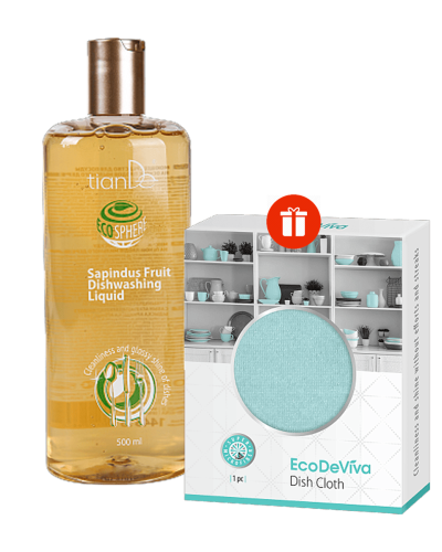 Комплект EcoSphere – Препарат за миене на съдове + Подарък кърпа за съдове