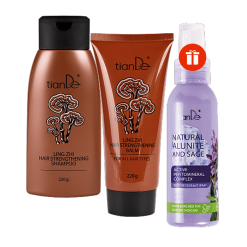 Шампоан и балсам с гъба линджи – ПОДАРЪК дезодорант спрей с алунит и салвия За силна коса и свежо тяло!