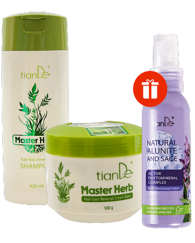 Шампоан + крем-балсам против оплешивяване – ПОДАРЪК дезодорант„Алунит и салвия“