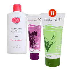 Мицеларна вода+пилинг грозде - ПОДАРЪК Почистващ гел със зелен чай!