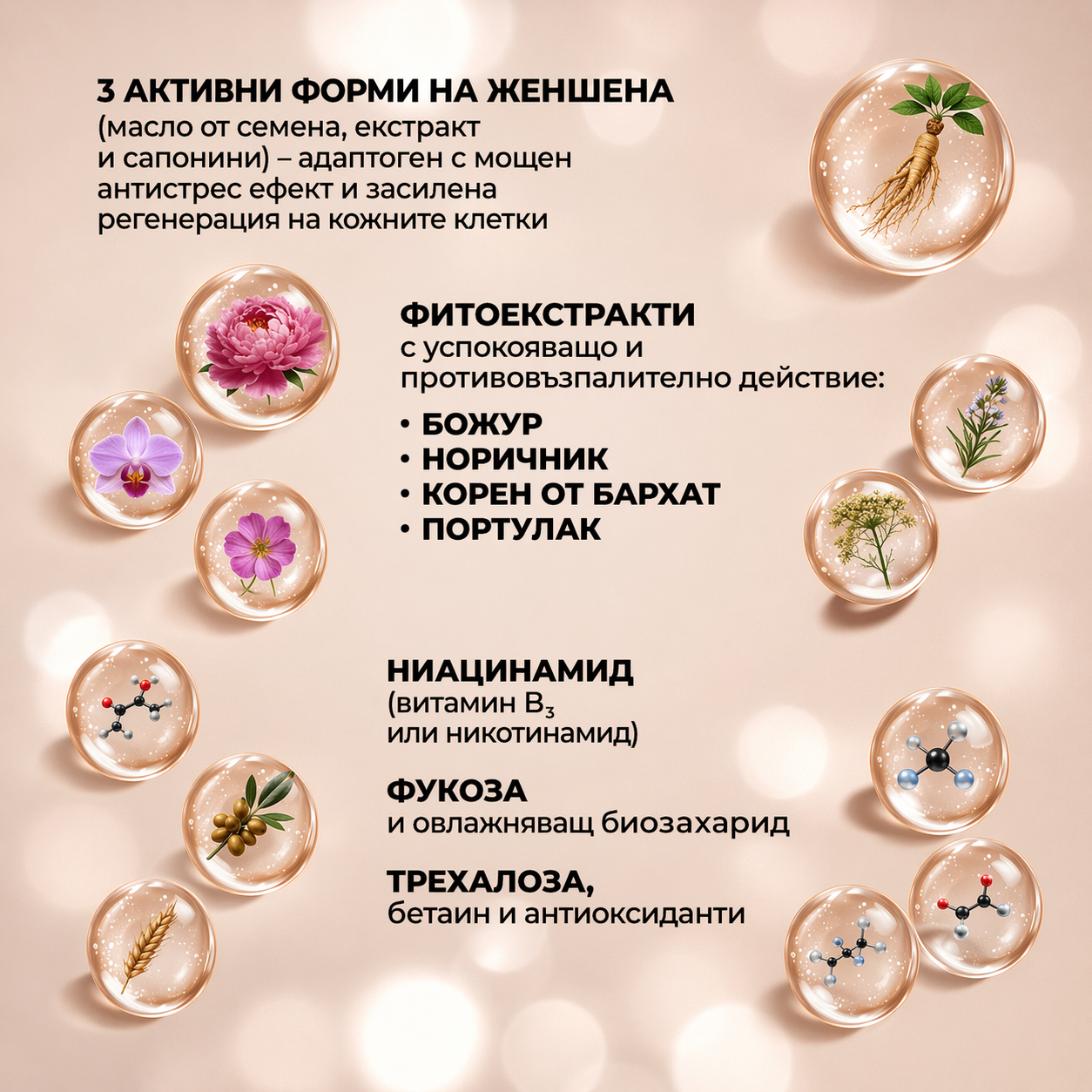Обновяващ тоник за лице "Женшен и божур", 100 мл.