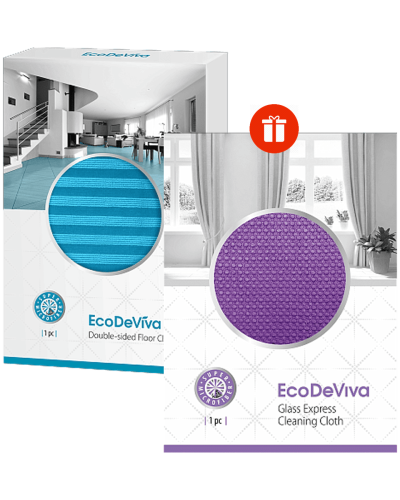 Комплект EcoDeViva – Двустранна кърпа за под + Подарък експресна кърпа за стъкла